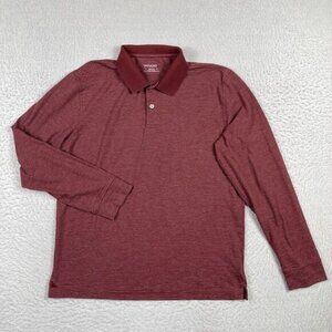 UNTUCKit Cero Long Sleeve Polo Shirt Red Stripe Men’s Medium
